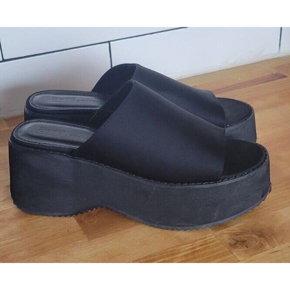 90s inspired Y2K Asos Slinky Black Chunky Platform Sandals Womens 7 - Picture 1 of 6